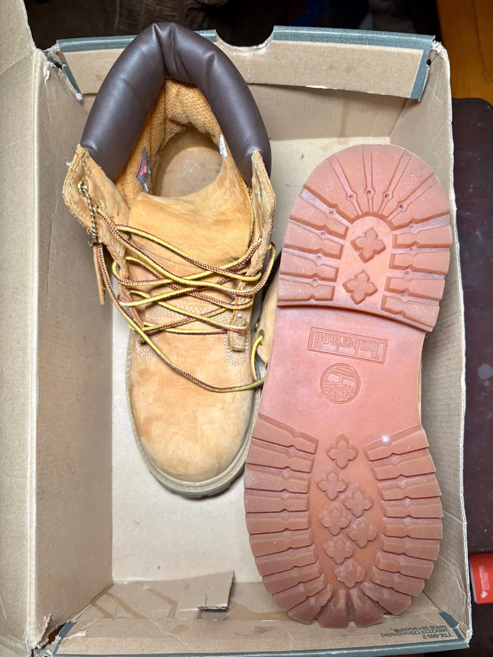 Timberland Wheat Suede Work Boots with Dark Brown Collar